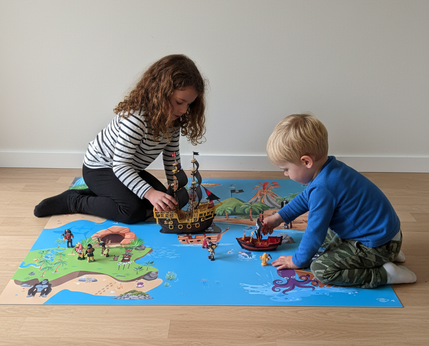 Tapis de jeu pour enfant avec housse de rangement - Univers des Pirates